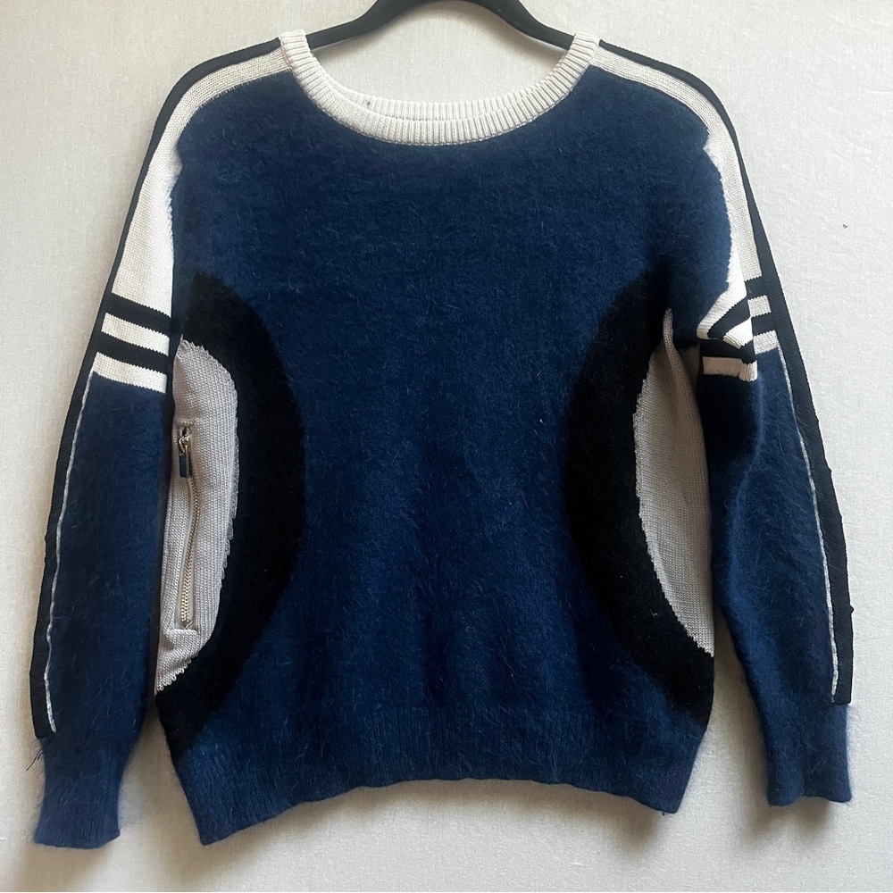 Luxury Mink Cashmere Blend Italian Colorblock Stripe Sweater 8